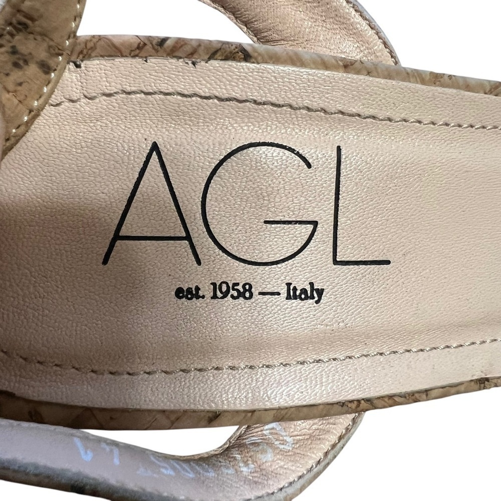 AGL Demi Ankle Strap Cork Wedge Sandals Naturale Sz 11 - Picture 6 of 9